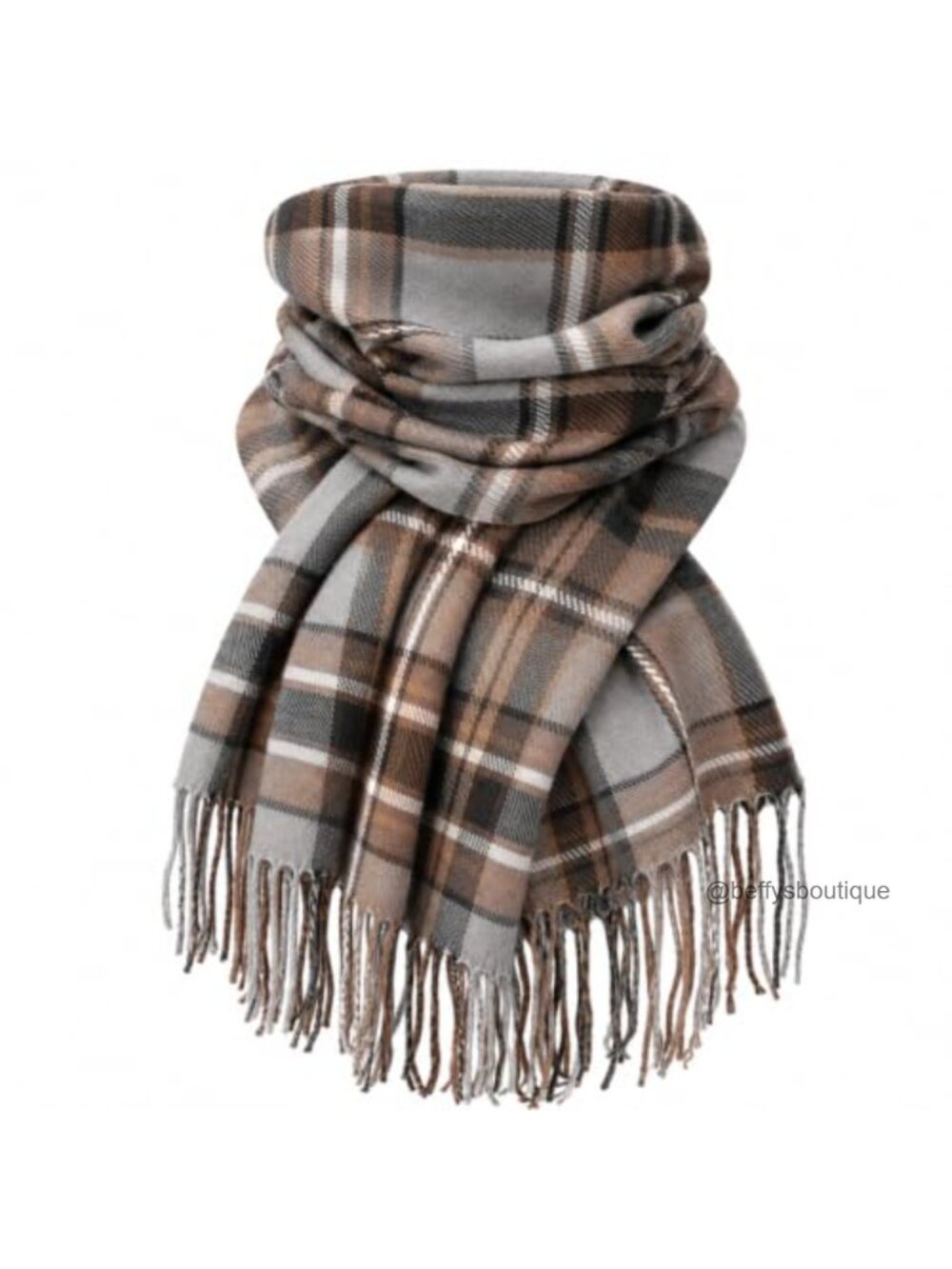 Oversized Plaid Tartan Blanket Scarf Shawl Wrap Fringe